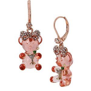 Betsey Johnson Martini Gummy Bear Drop Earrings, Pink